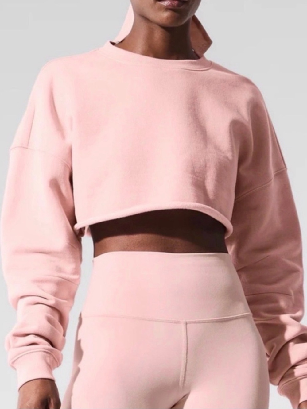 ALO Yoga Cropped Crewneck Sweatshirt in Pink